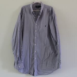 Ralph Lauren Classic Fit Long Sleeve Button Down Shirt Blue White Stripe XL Tall